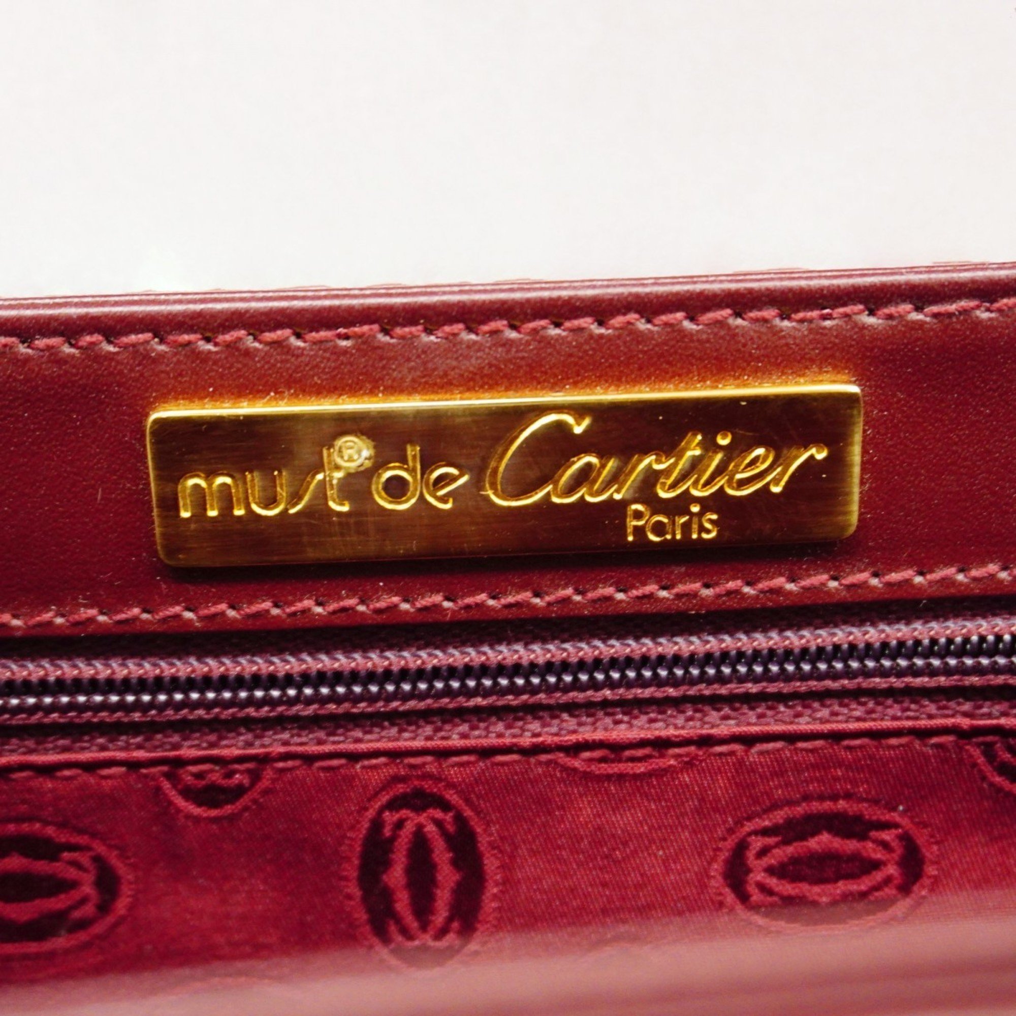 Cartier Shoulder Bag Must Leather Bordeaux Women's