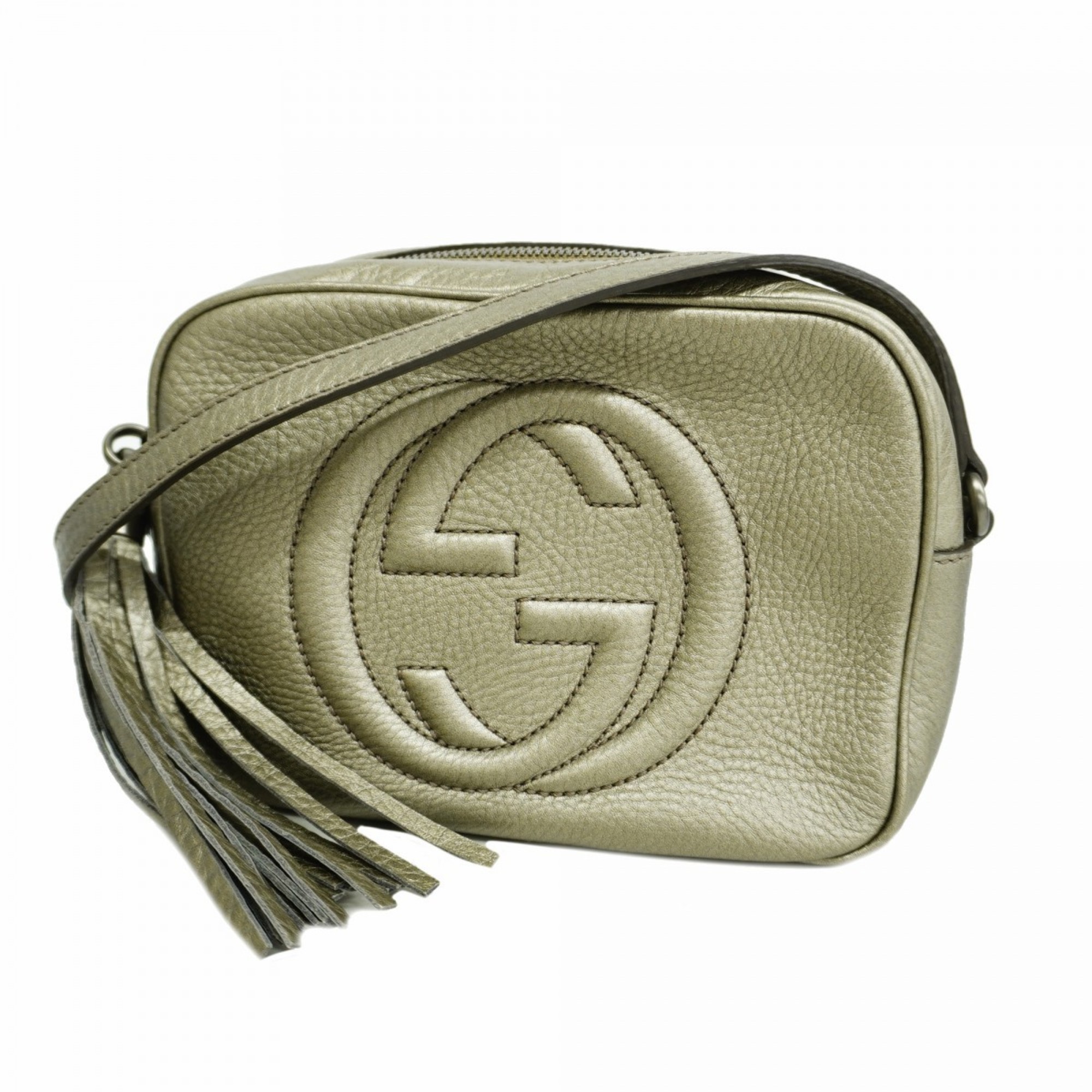 Gucci shoulder bag Soho 308364 leather silver ladies