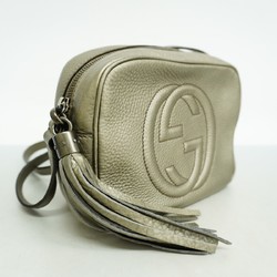 Gucci shoulder bag Soho 308364 leather silver ladies