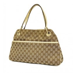 Gucci Tote Bag GG Canvas 121023 Brown White Champagne Women's