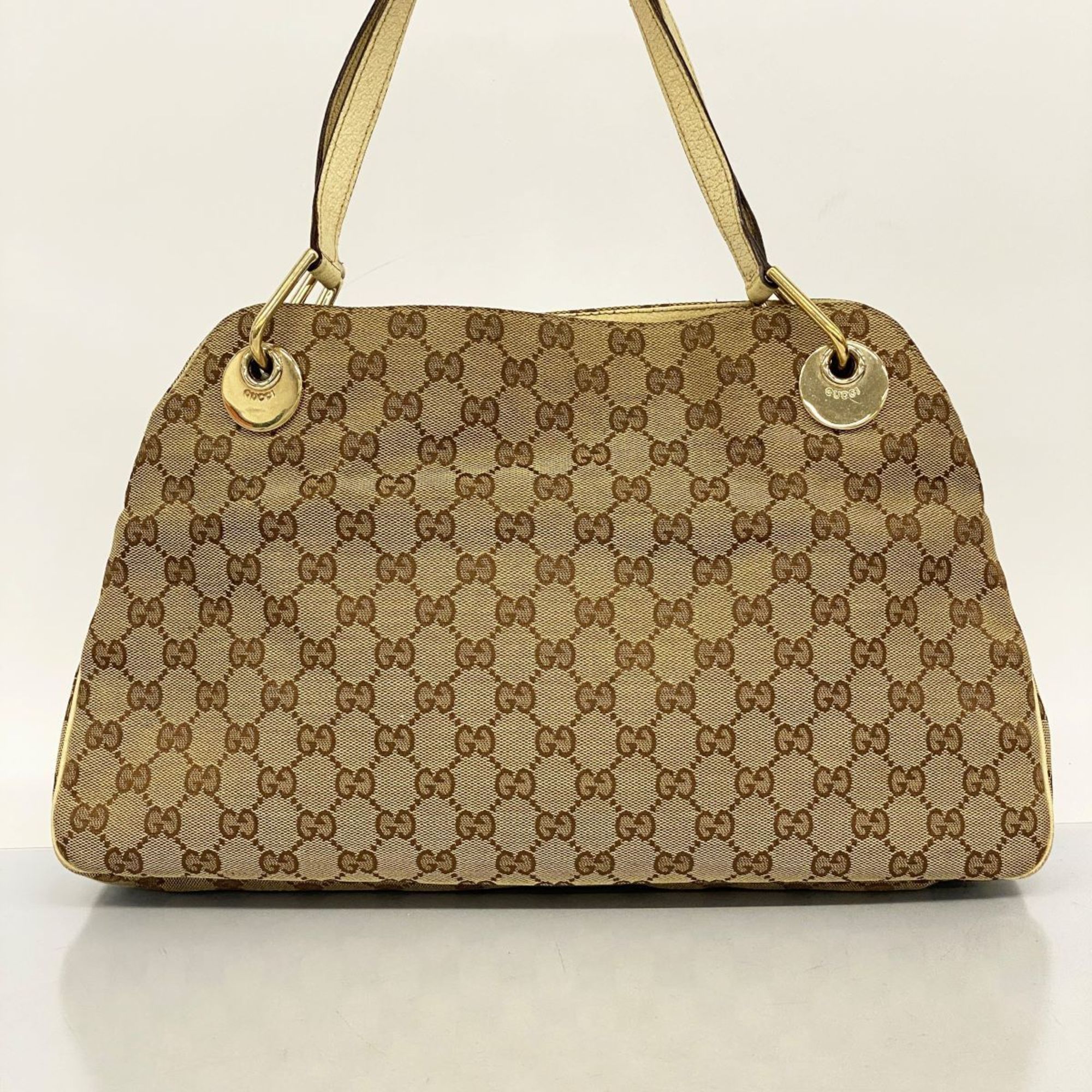 Gucci Tote Bag GG Canvas 121023 Brown White Champagne Women's