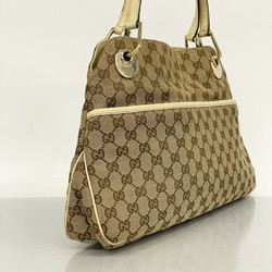 Gucci Tote Bag GG Canvas 121023 Brown White Champagne Women's