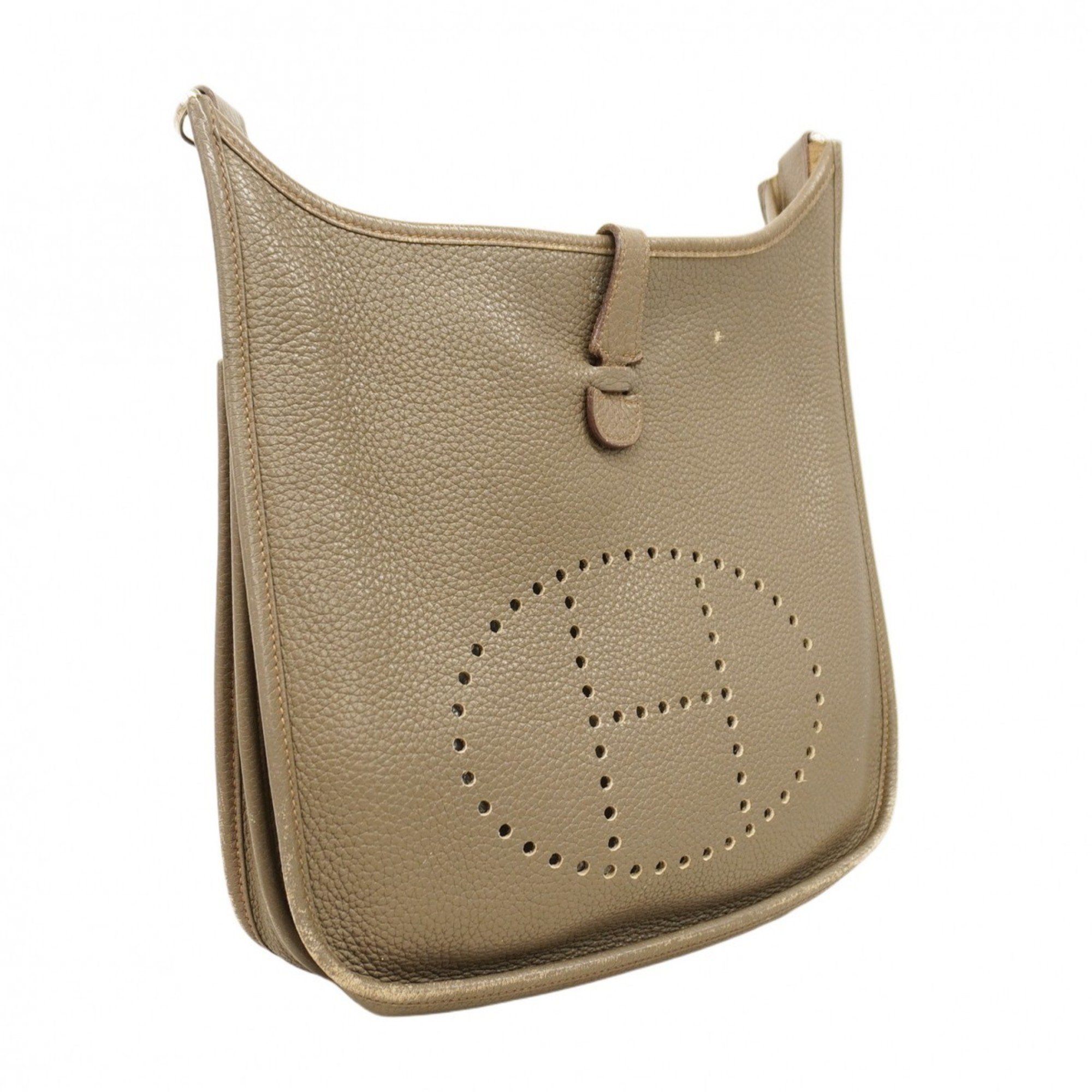 Hermes Shoulder Bag Evelyn 3PM Taurillon Clemence Etain □O Stamped Ladies