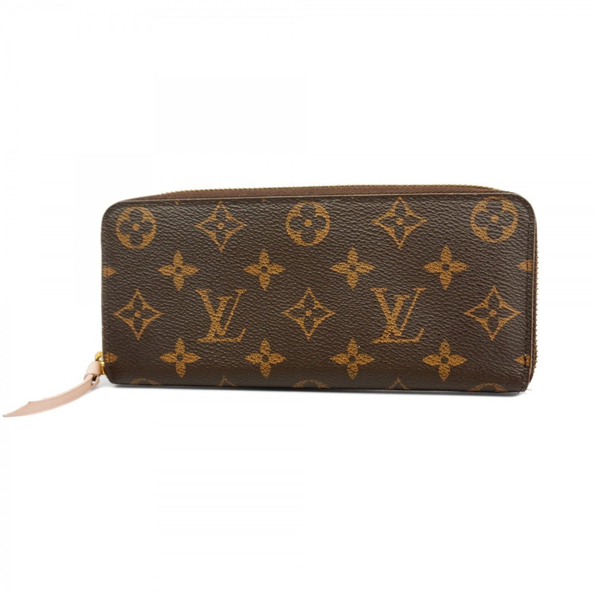 Louis Vuitton Long Wallet Monogram Portefeuille Clemence M61298 Brown Rose Ballerine Ladies