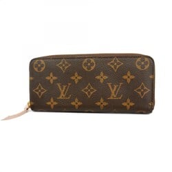 Louis Vuitton Long Wallet Monogram Portefeuille Clemence M61298 Brown Rose Ballerine Ladies