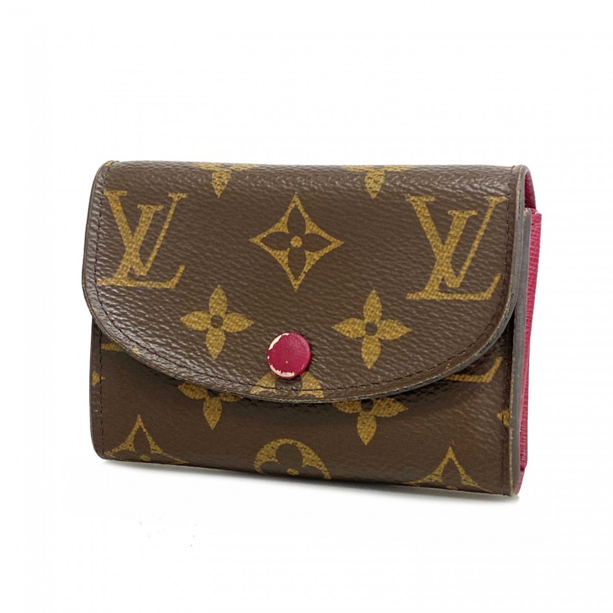 Louis Vuitton Wallet/Coin Case Monogram Porto Monnaie Rosari M41939 Brown Fuchsia Women's