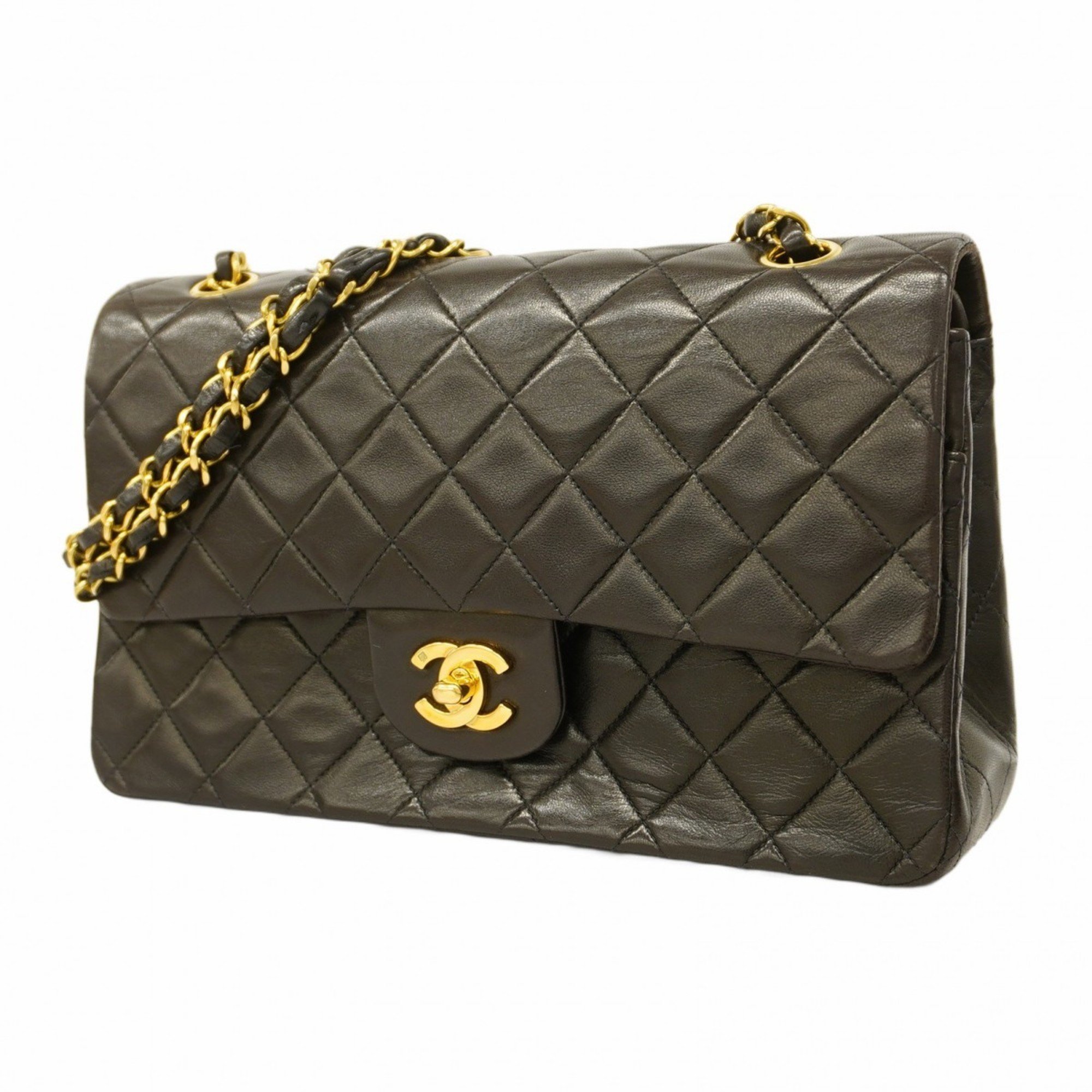 Chanel Shoulder Bag Matelasse Lambskin Black Women's