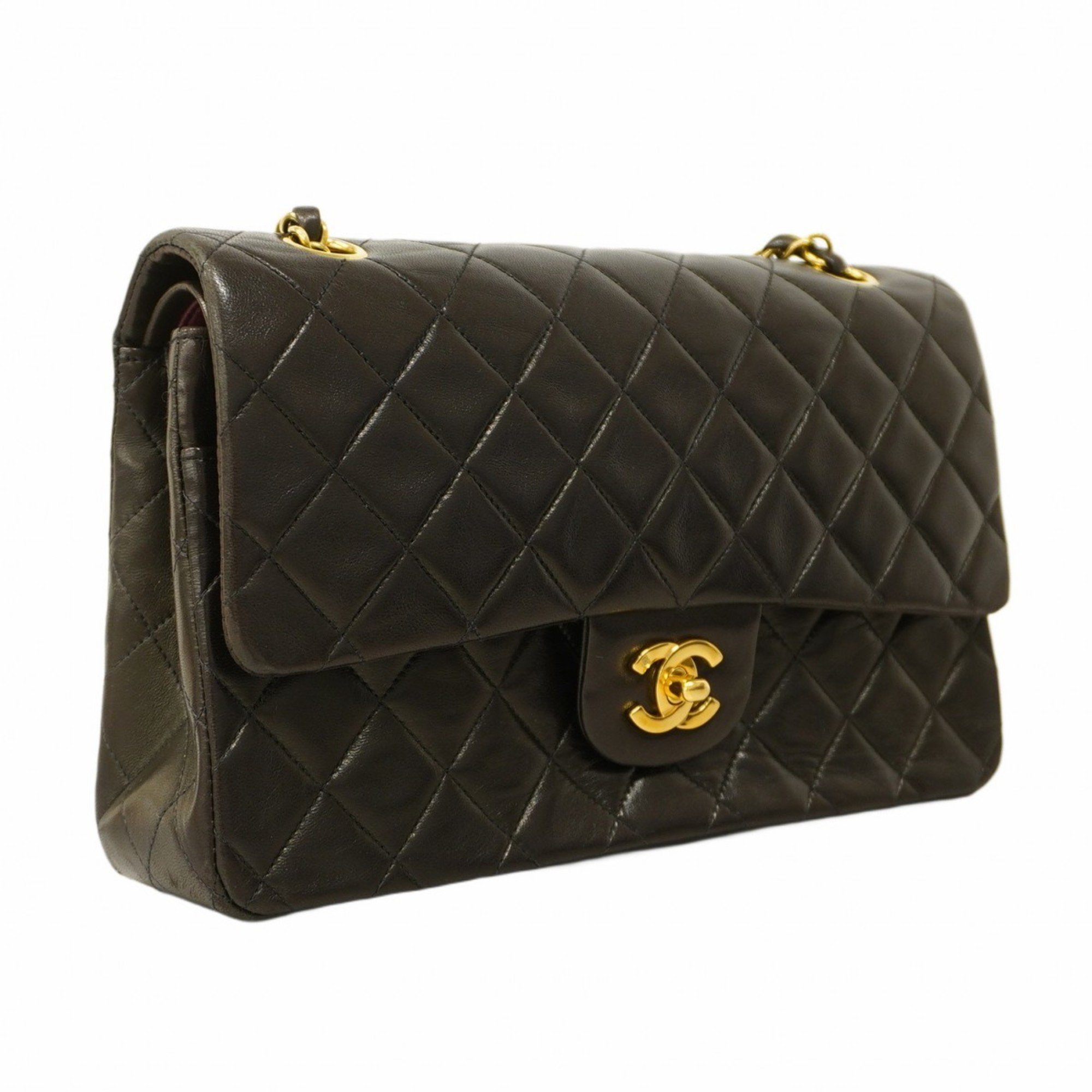 Chanel Shoulder Bag Matelasse Lambskin Black Women's