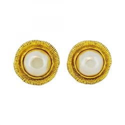 Chanel Earrings Circle Faux Pearl GP Plated Gold for Women