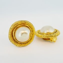 Chanel Earrings Circle Faux Pearl GP Plated Gold for Women