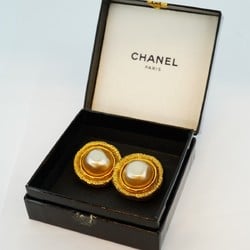 Chanel Earrings Circle Faux Pearl GP Plated Gold for Women