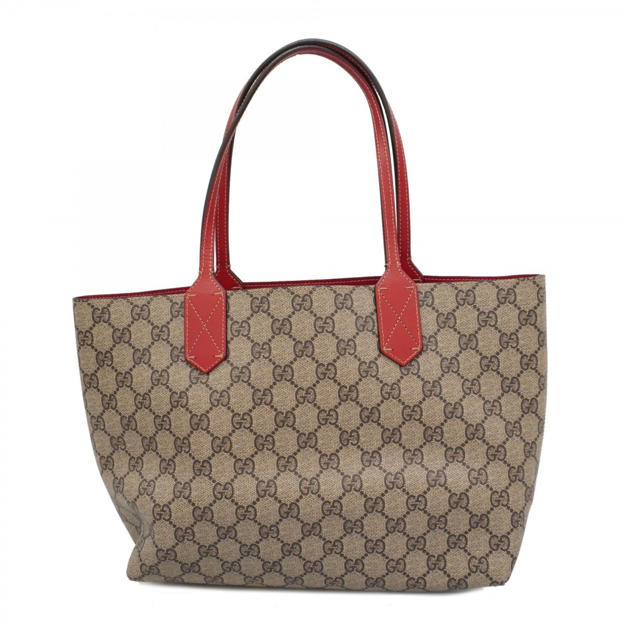 Gucci Tote Bag GG Supreme 372613 Brown Red Women's