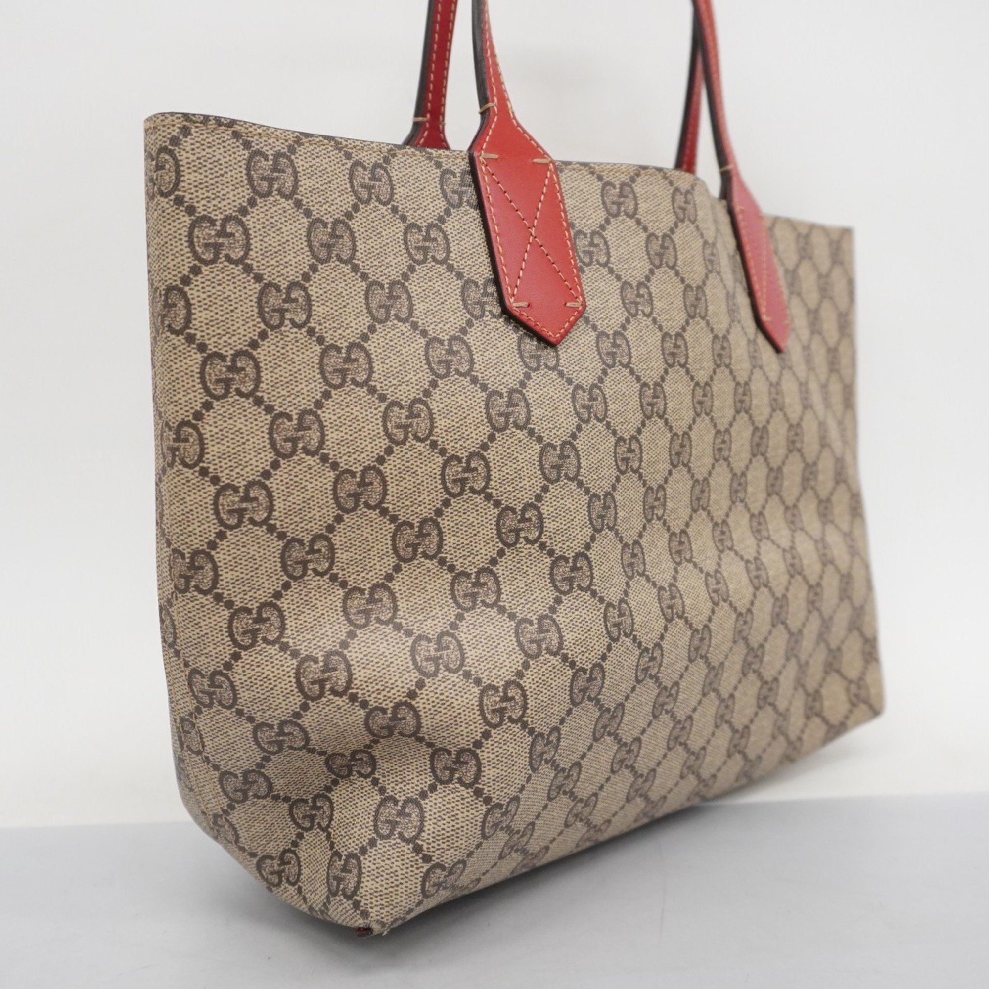 Gucci Tote Bag GG Supreme 372613 Brown Red Women's