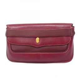 Cartier Clutch Bag Must Leather Bordeaux Men's Women's