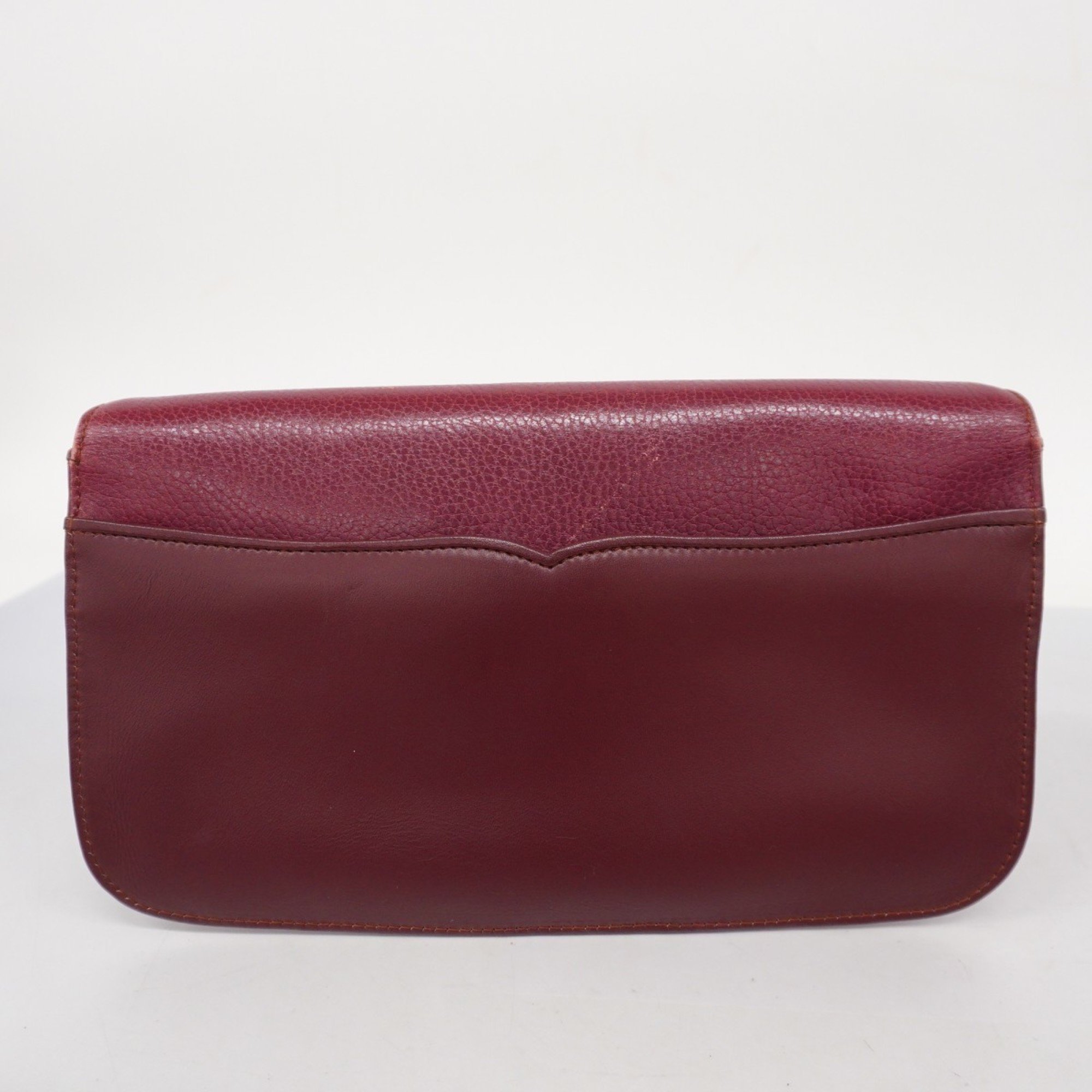 Cartier Clutch Bag Must Leather Bordeaux Men's Women's