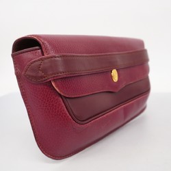 Cartier Clutch Bag Must Leather Bordeaux Men's Women's