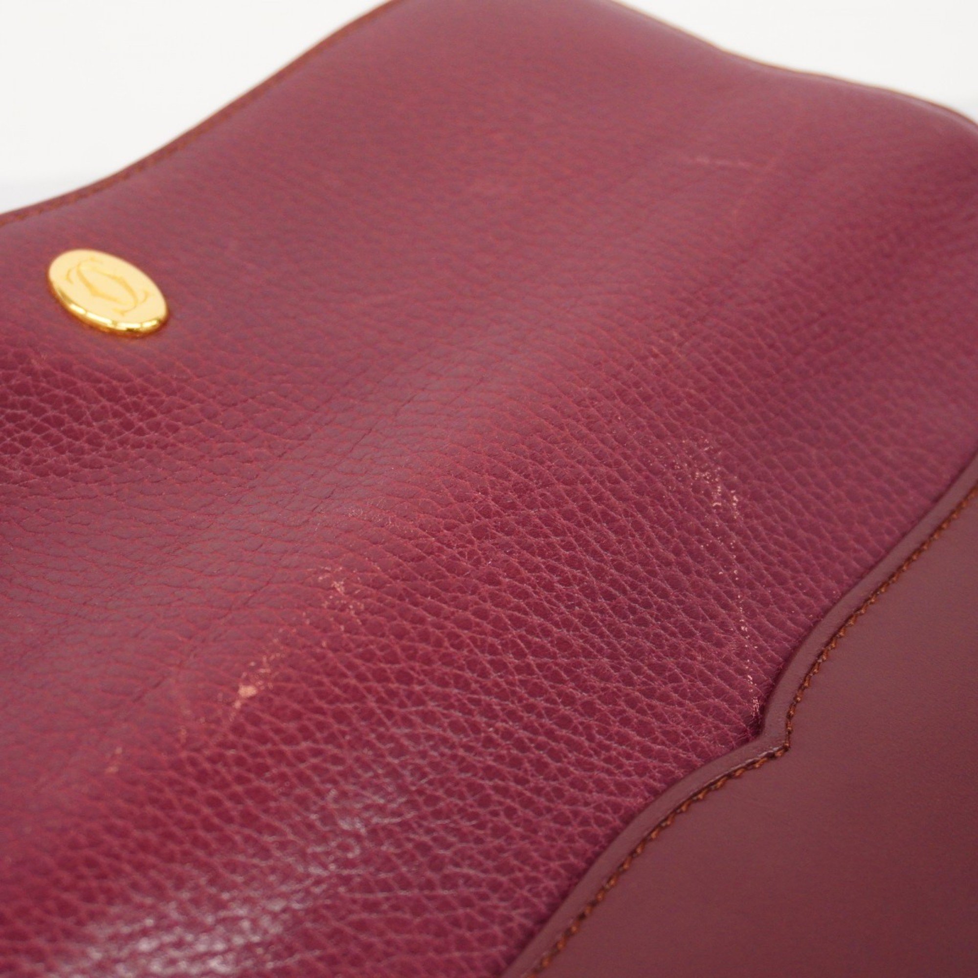 Cartier Clutch Bag Must Leather Bordeaux Men's Women's