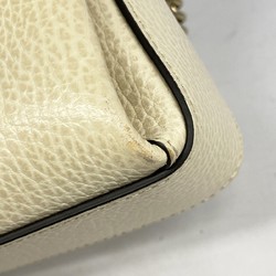 Gucci Shoulder Bag Interlocking G 607720 Leather White Champagne Women's