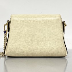 Gucci Shoulder Bag Interlocking G 607720 Leather White Champagne Women's