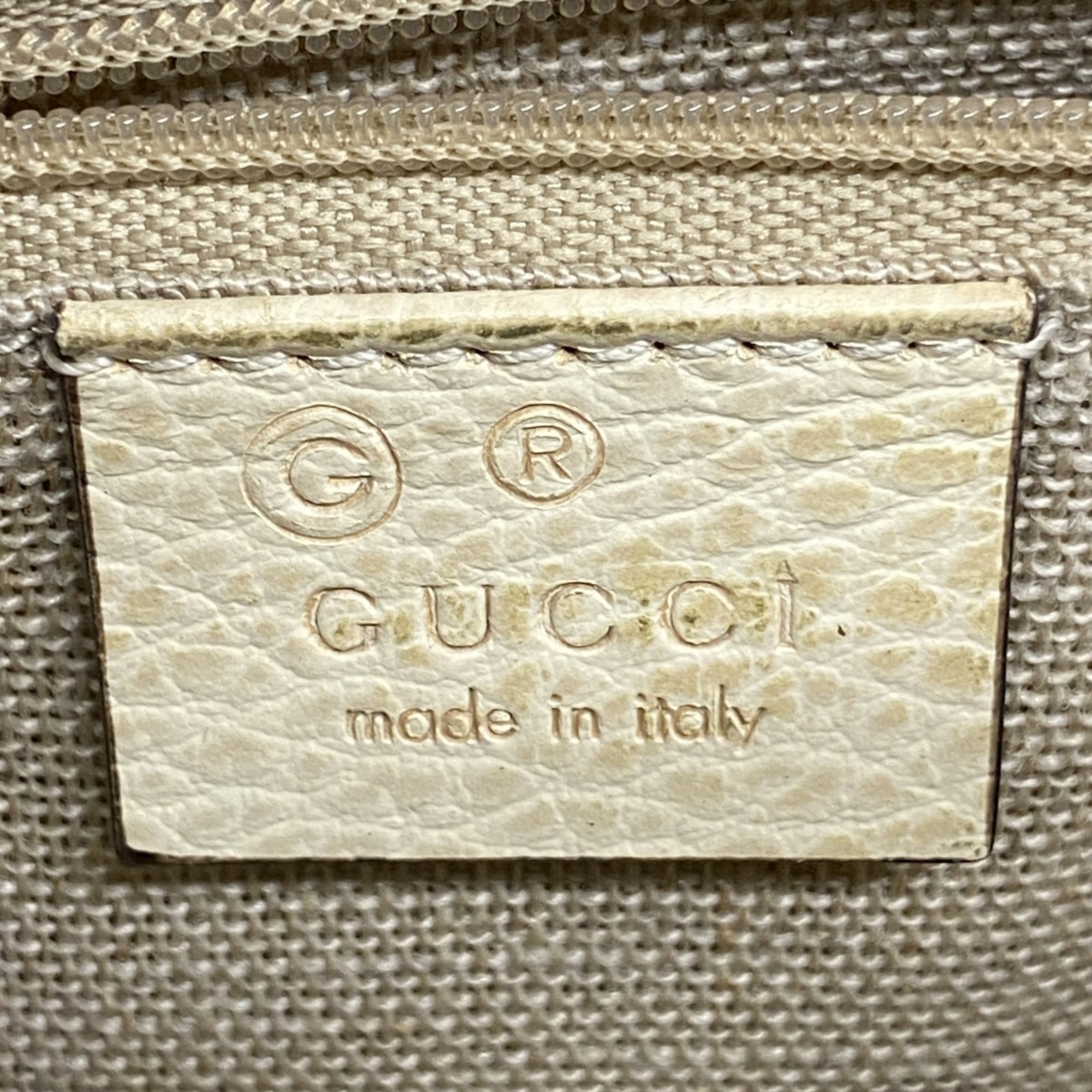 Gucci Shoulder Bag Interlocking G 607720 Leather White Champagne Women's