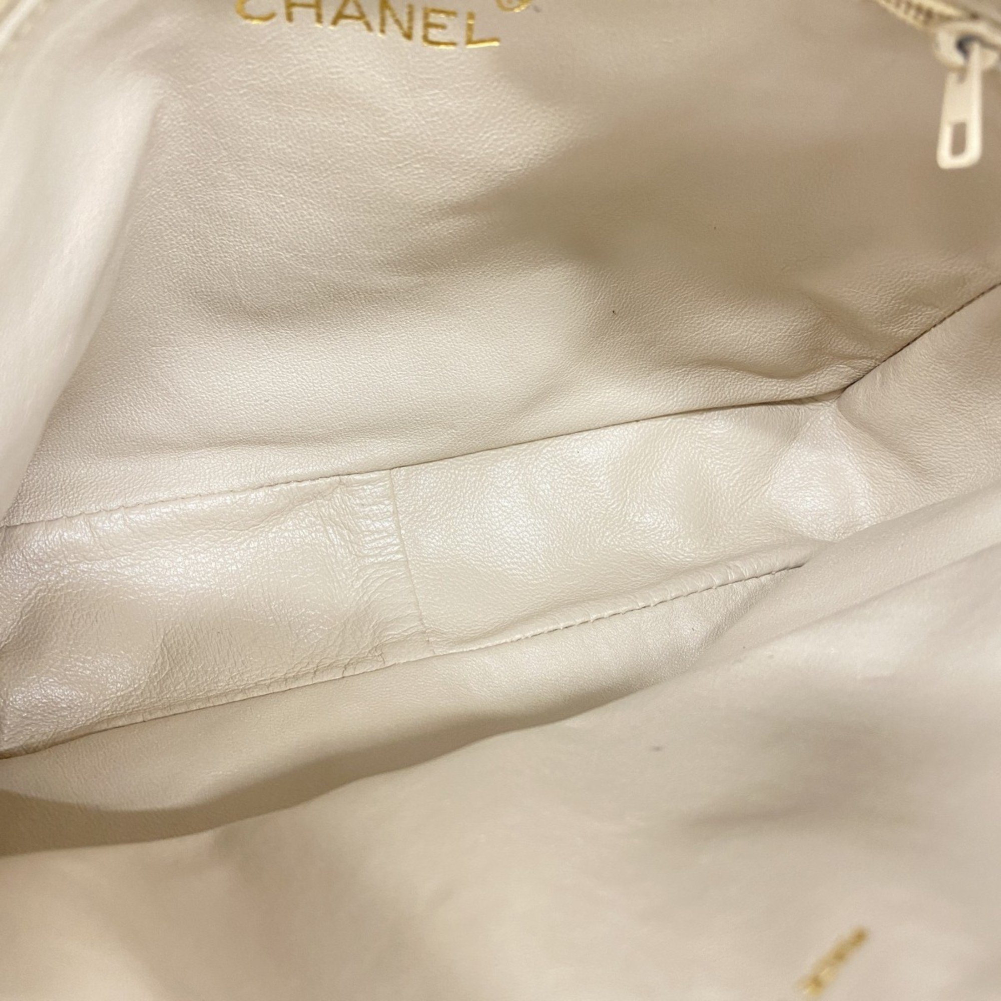 Chanel Shoulder Bag Matelasse Lambskin White Women's