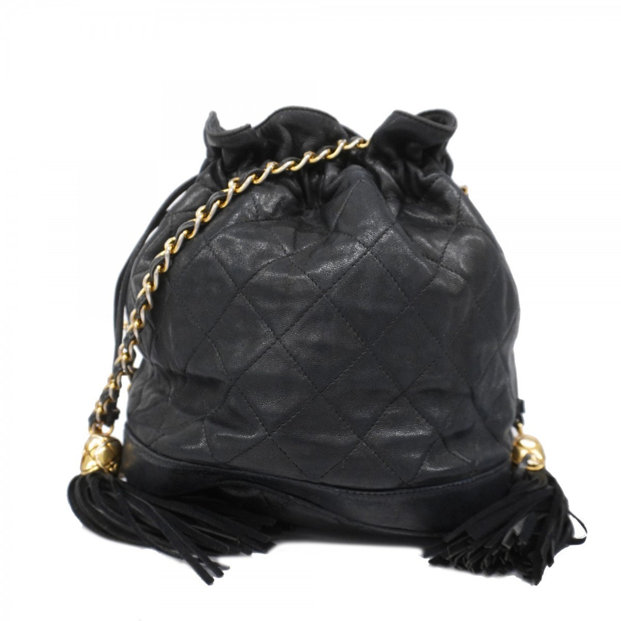 Chanel Shoulder Bag Matelasse Lambskin Black Women's