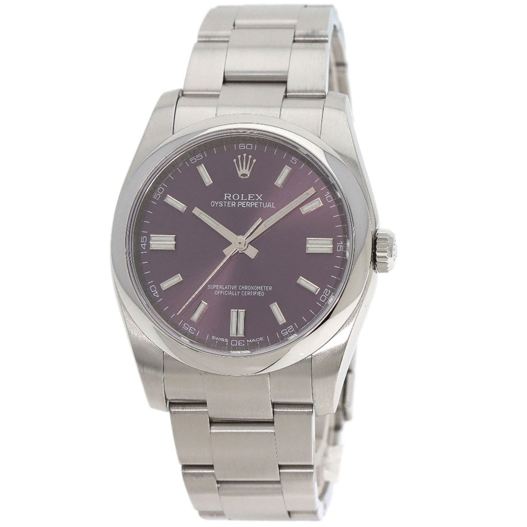 Rolex 116000 Oyster Perpetual 36 Red Grape Watch Stainless Steel SS Men's ROLEX