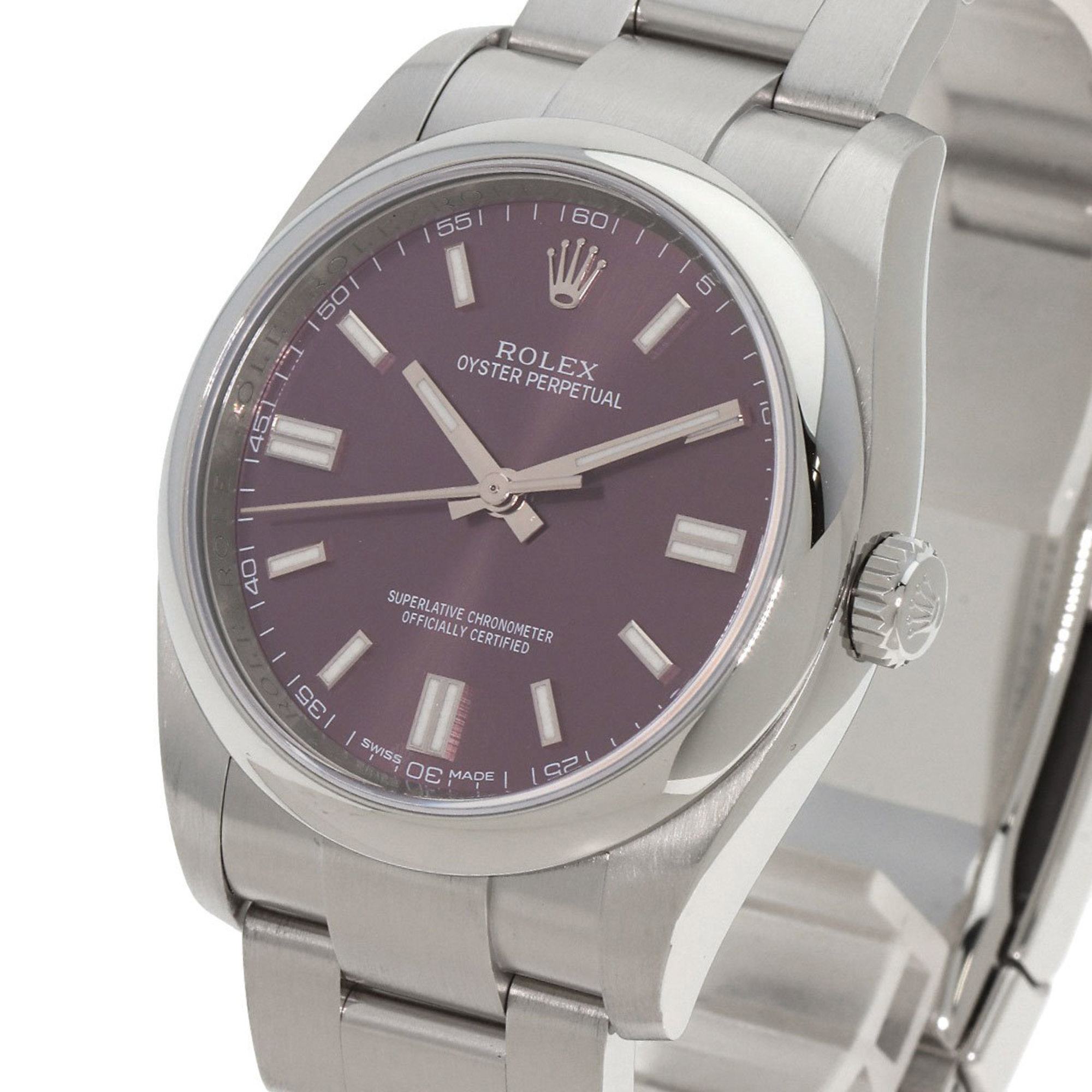 Rolex 116000 Oyster Perpetual 36 Red Grape Watch Stainless Steel SS Men's ROLEX