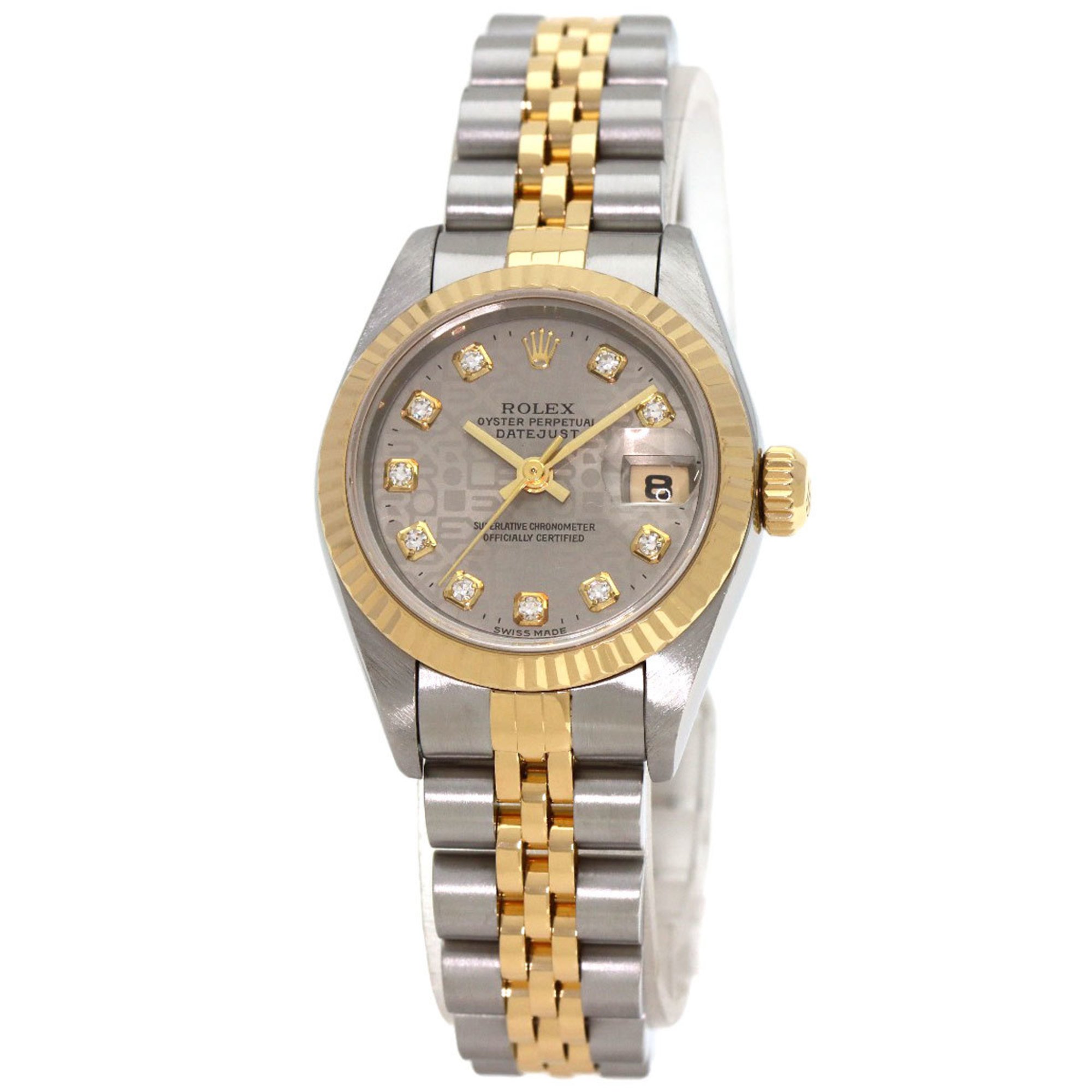 Rolex 69173G Datejust 10P Diamond Grey CP Watch Stainless Steel SSxK18YG Ladies ROLEX