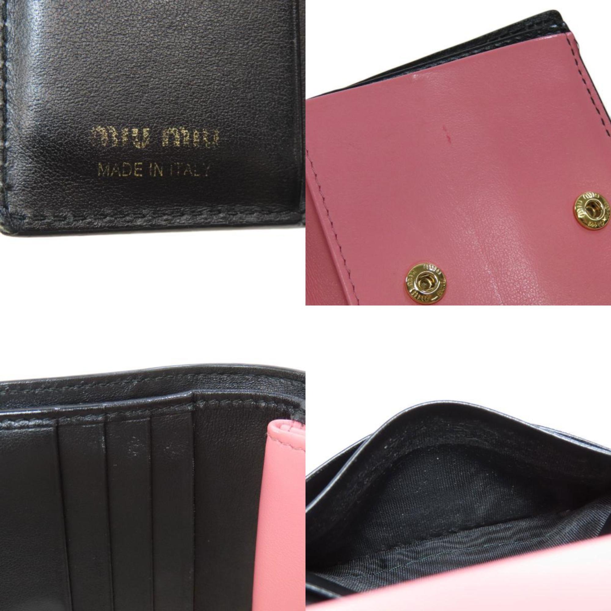 Miu Miu Miu 5MV204 Ribbon Bi-fold Wallet Leather Women's MIUMIU