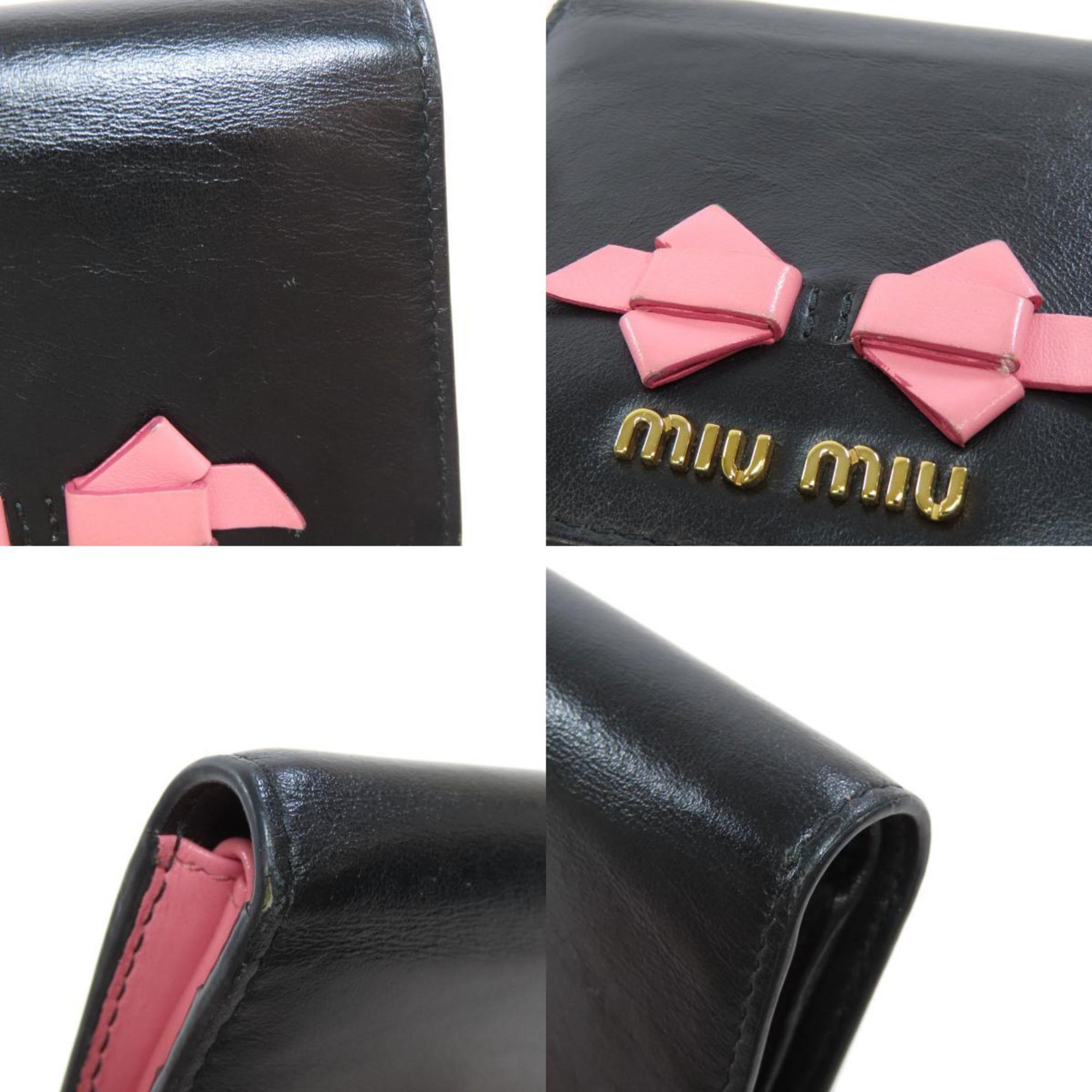 Miu Miu Miu 5MV204 Ribbon Bi-fold Wallet Leather Women's MIUMIU