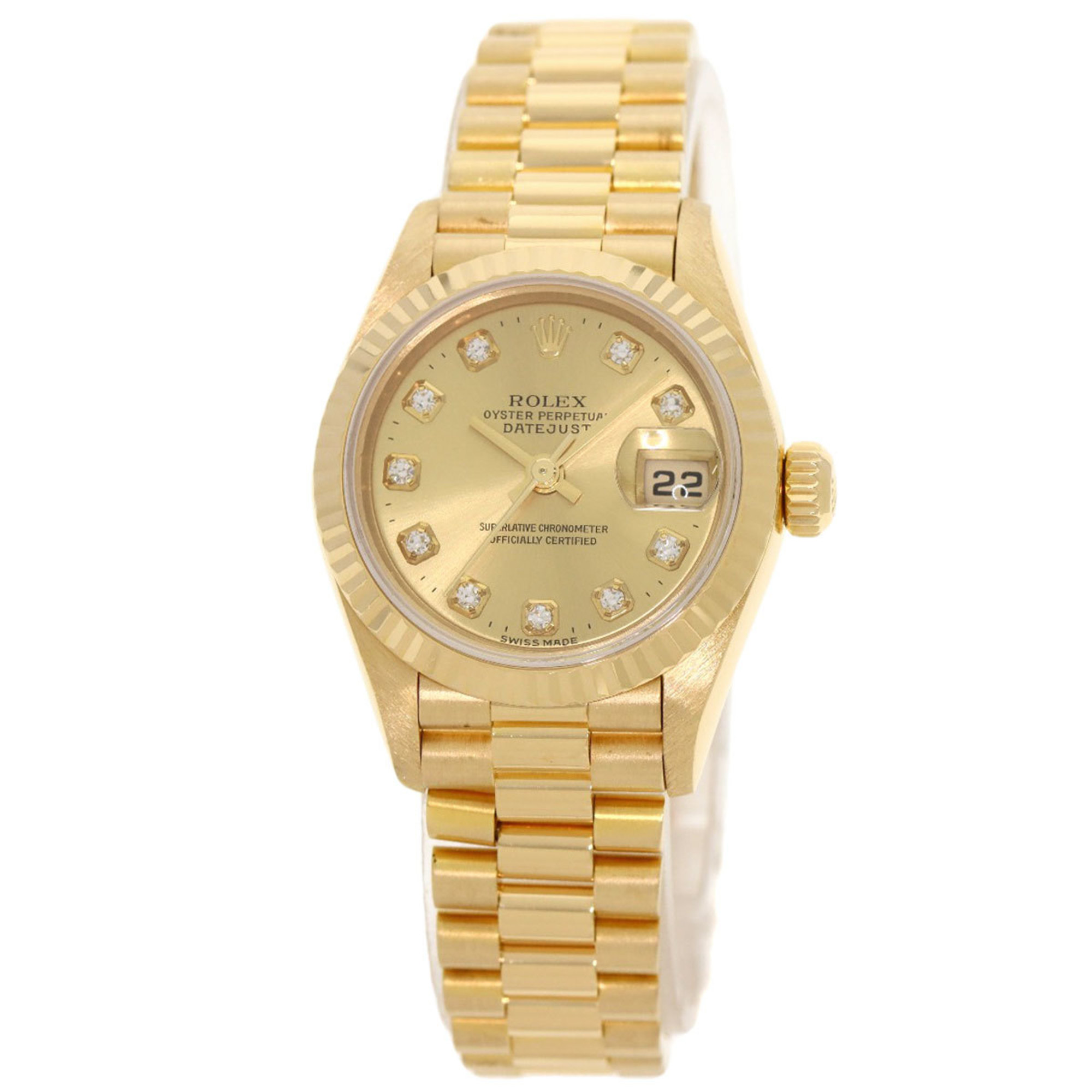 Rolex 79178G Datejust 10P Diamond Watch K18 Yellow Gold K18YG Ladies ROLEX