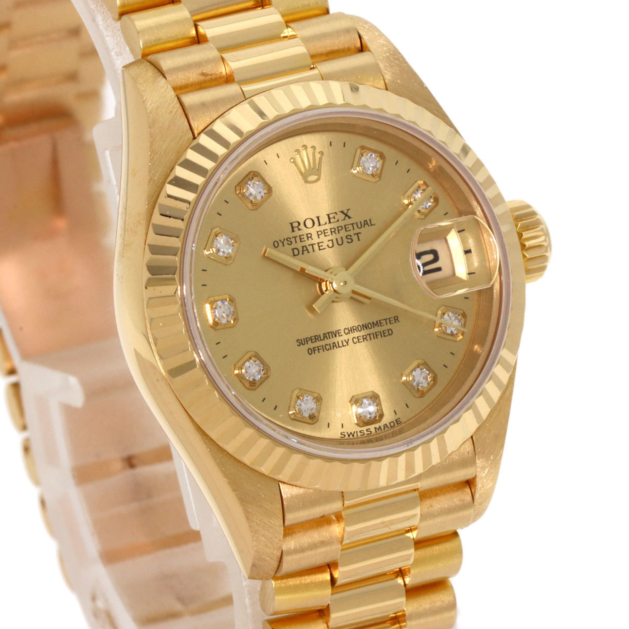 Rolex 79178G Datejust 10P Diamond Watch K18 Yellow Gold K18YG Ladies ROLEX