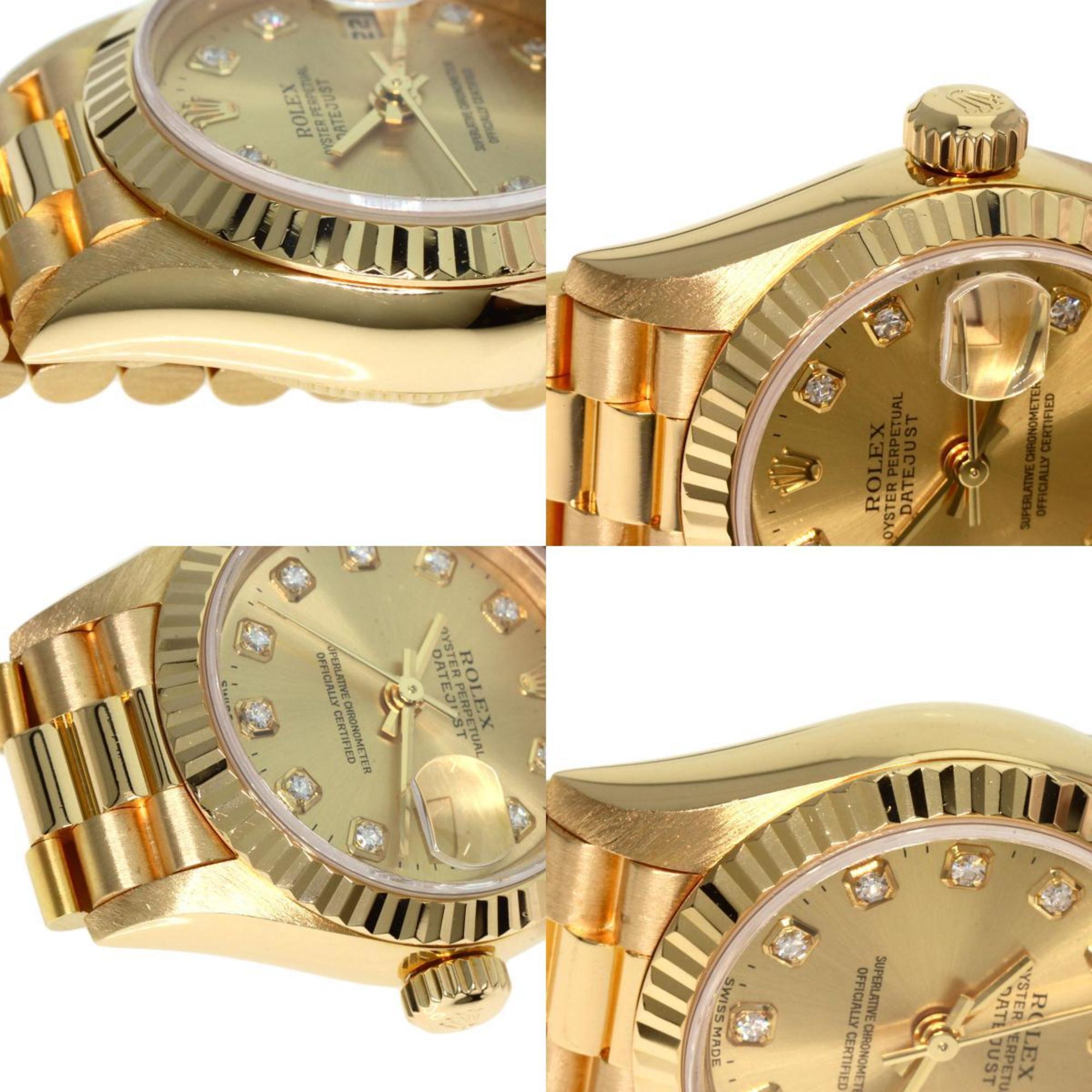 Rolex 79178G Datejust 10P Diamond Watch K18 Yellow Gold K18YG Ladies ROLEX