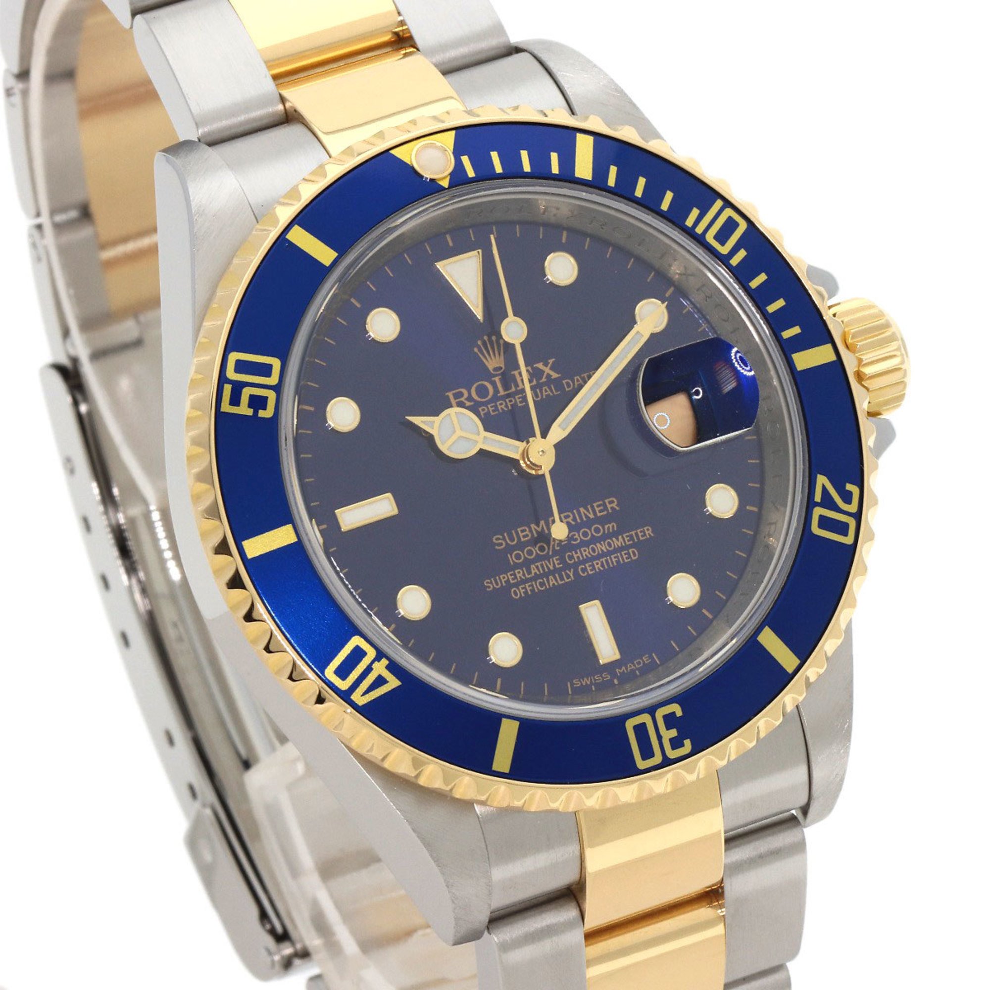 Rolex 16613 Submariner Roulette Engraved Watch Stainless Steel SSxK18YG K18YG Men's ROLEX