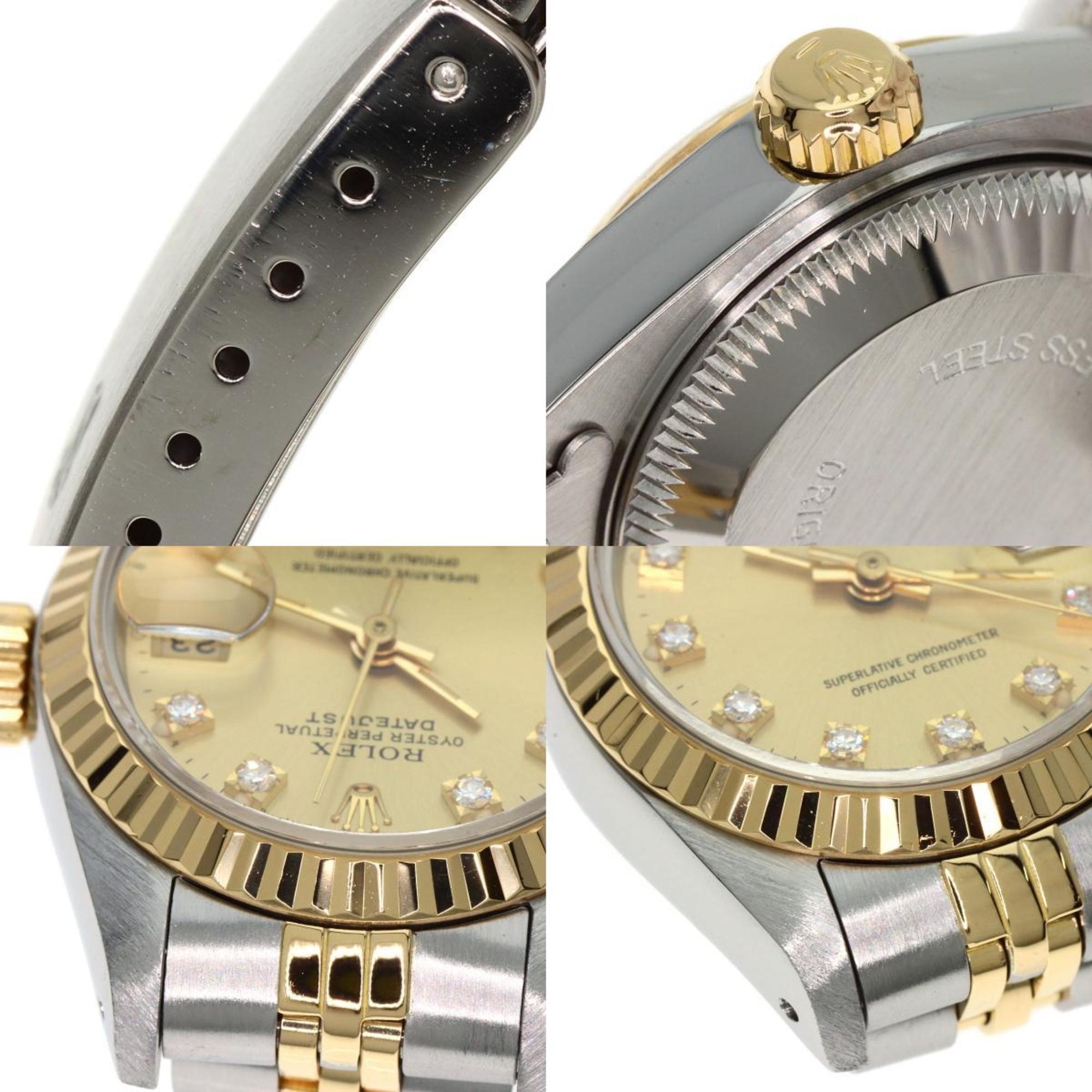 Rolex 69173G Datejust 10P Diamond Watch Stainless Steel SSxK18YG Ladies ROLEX