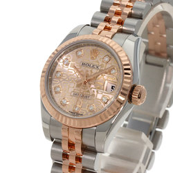 Rolex 179171G Datejust 10P Diamond Watch Stainless Steel SSxK18PG Everose Gold Ladies ROLEX