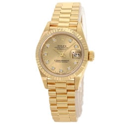 Rolex 69178G Datejust 10P Diamond Watch K18 Yellow Gold K18YG Ladies ROLEX