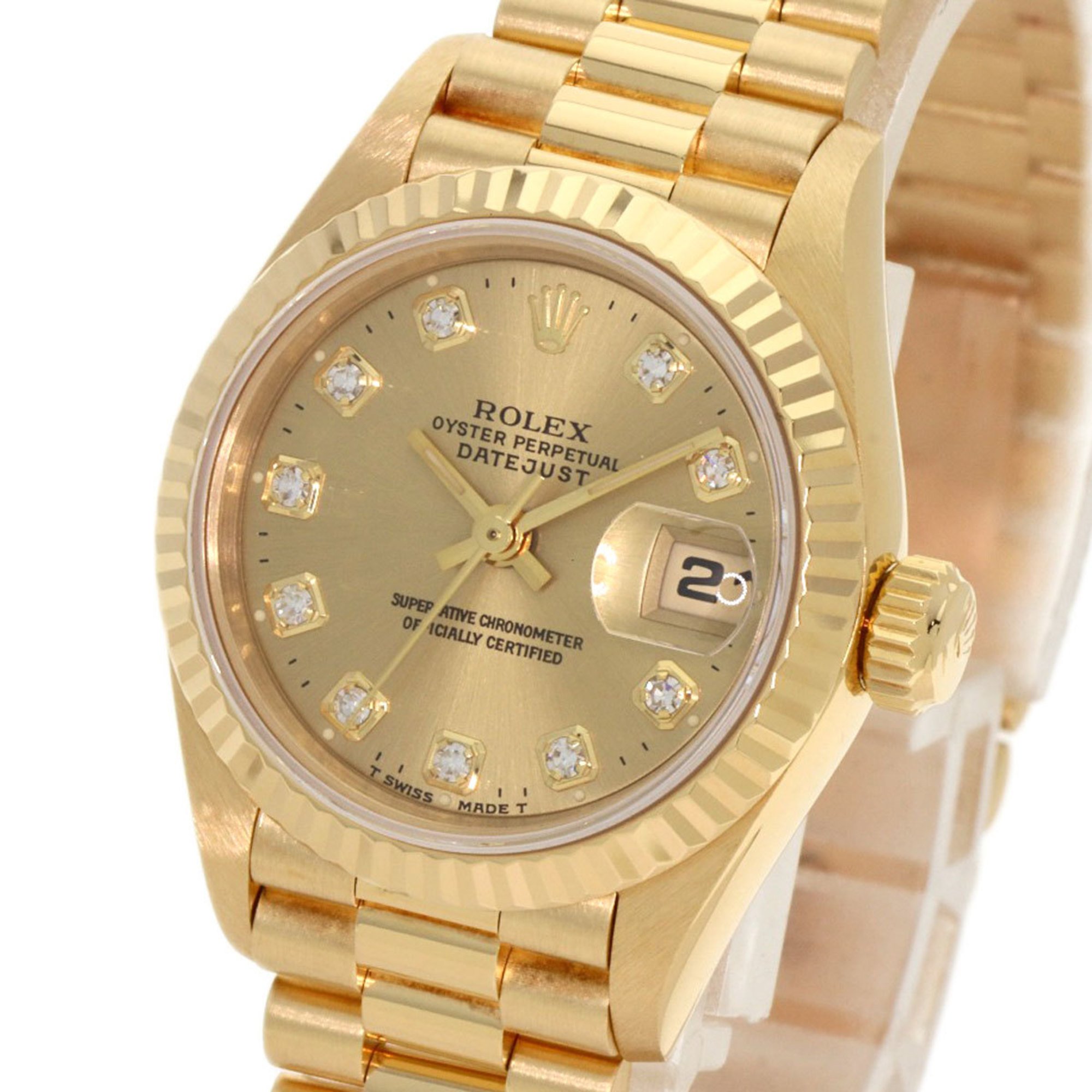 Rolex 69178G Datejust 10P Diamond Watch K18 Yellow Gold K18YG Ladies ROLEX