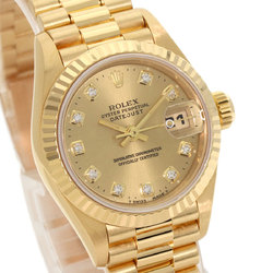 Rolex 69178G Datejust 10P Diamond Watch K18 Yellow Gold K18YG Ladies ROLEX