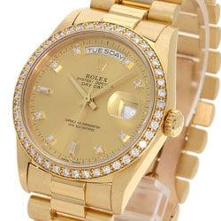 Rolex 18348A Day Date Watch K18 Yellow Gold K18YG Diamond Men's ROLEX