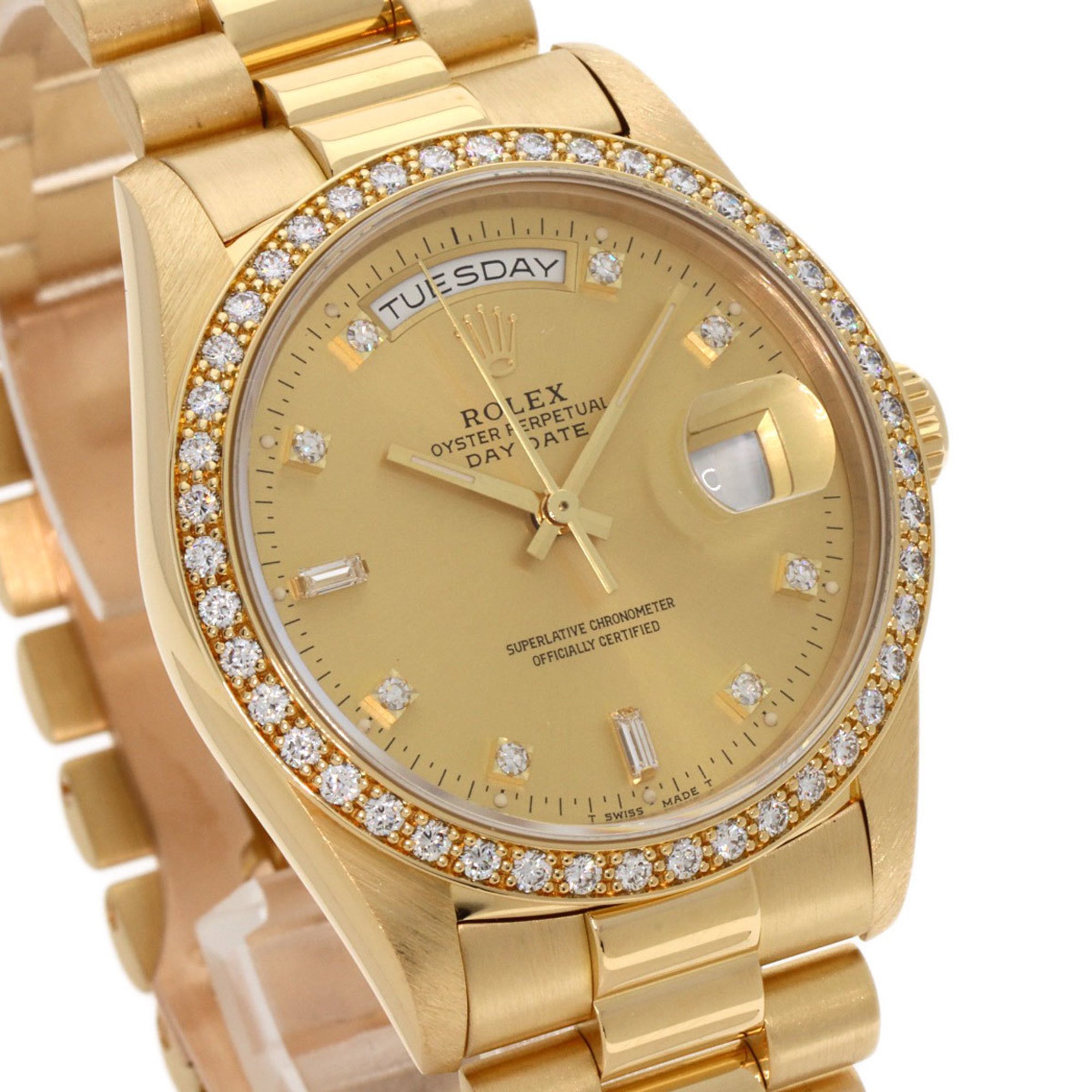 Rolex 18348A Day Date Watch K18 Yellow Gold K18YG Diamond Men's ROLEX