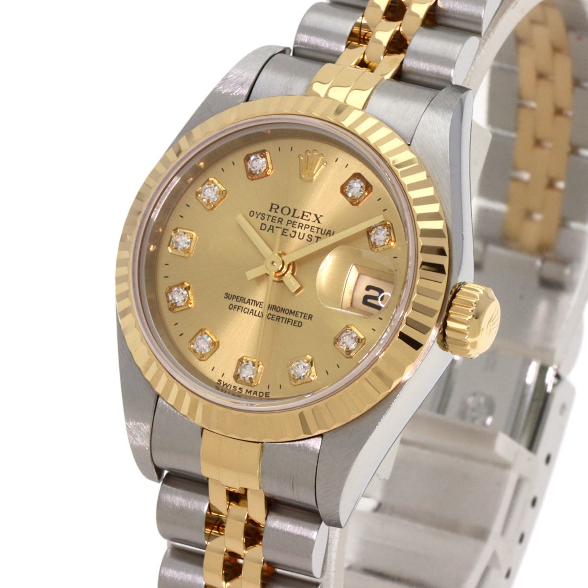 Rolex 79173G Datejust 10P Diamond Watch Stainless Steel SSxK18YG Ladies ROLEX