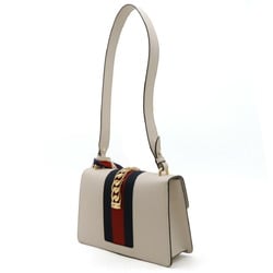 GUCCI Sylvie Sherry Line Ribbon Shoulder Bag Leather Off-White 421882