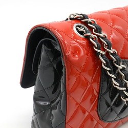 CHANEL Chanel Matelasse 25 Coco Mark Double Chain Shoulder Bag Bicolor Patent Leather Black Red