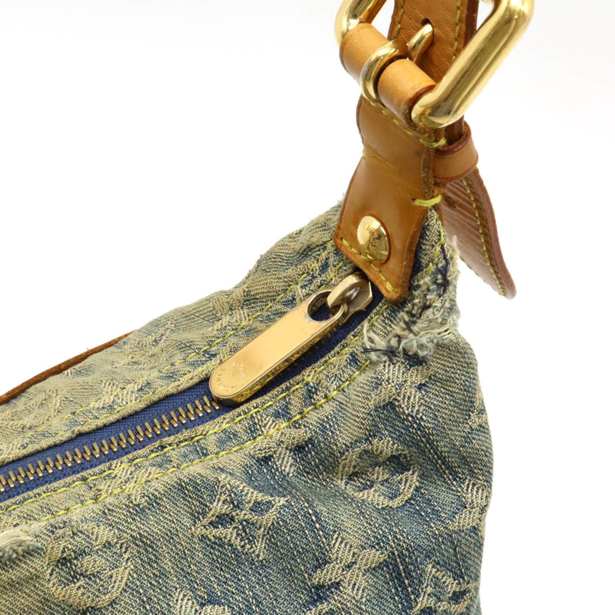 LOUIS VUITTON Louis Vuitton Monogram Denim Baggy PM Shoulder Bag Long Blue M95049