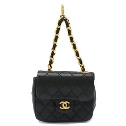 CHANEL Chanel Matelasse Coco Mark Bag Charm Keychain Chain Pouch Leather Black