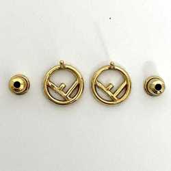 Fendi Earrings f-21376 Gold Black F is Rhinestone GP 1010 FENDI Women's