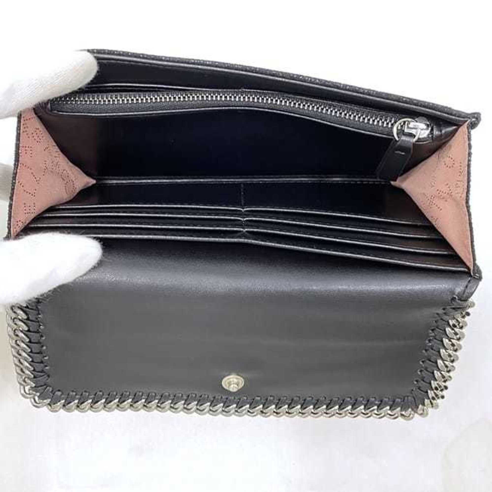 Stella McCartney Bi-fold Long Wallet ec-21484 Black Falabella 430999 W9132 1000 Synthetic Leather STELLA McCARTNEY Chain Charm