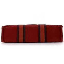 Hermes Handbag Foult PM ec-21452 Red Canvas HERMES Striped Bag Men's Women's Compact